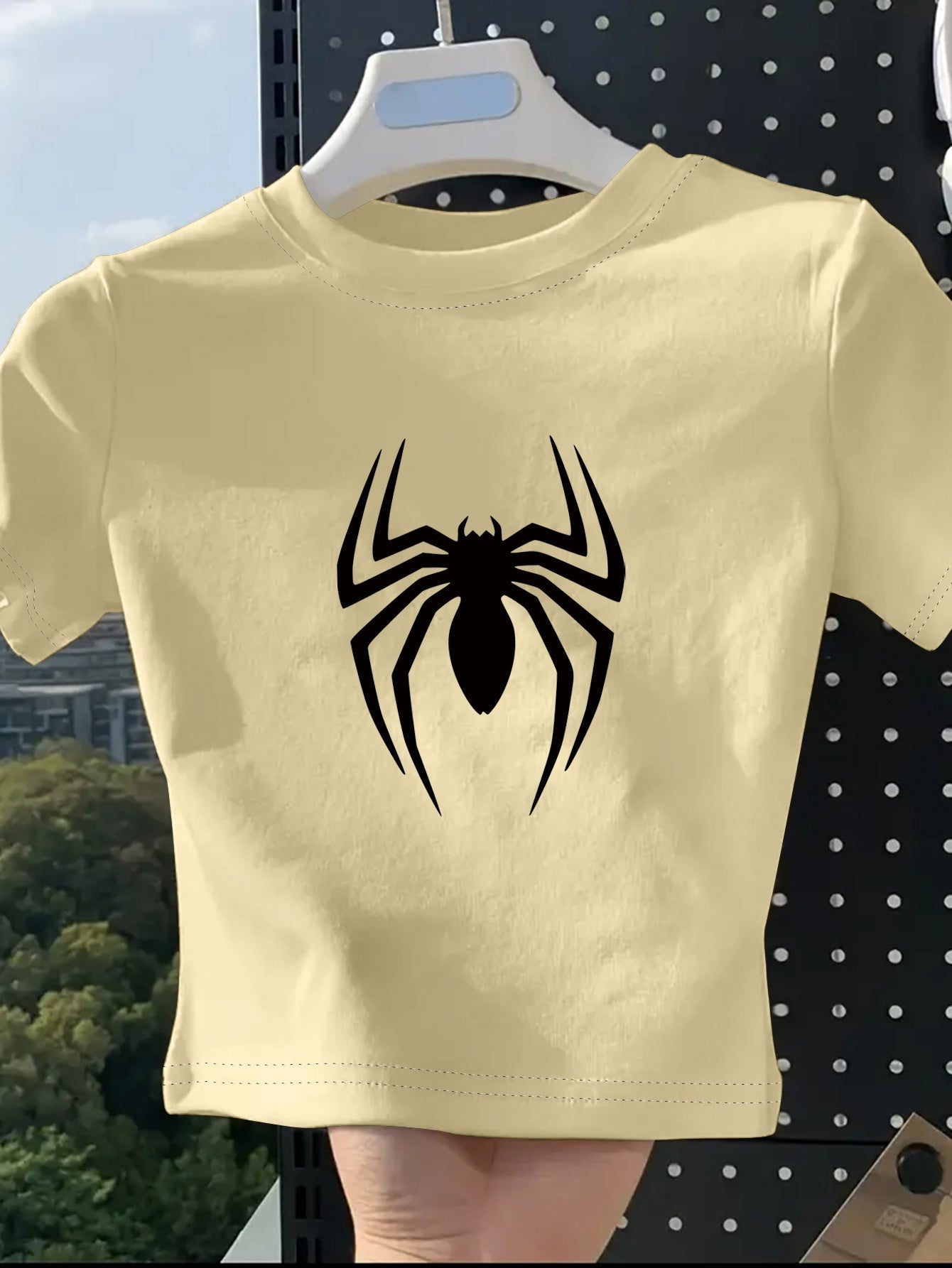 Women's Fashion Printed T-Shirt with Spider Pattern Design, Soft and Breathable