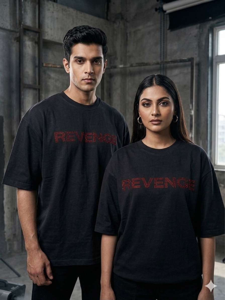 REVENGE - Rhinestone Oversized Unisex T-Shirt