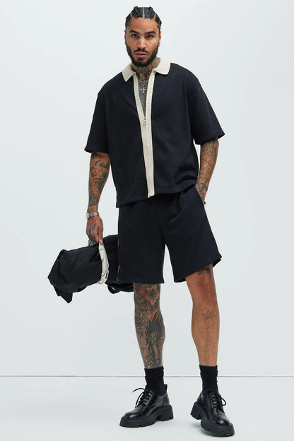 Zip UP Shirt with White Detail