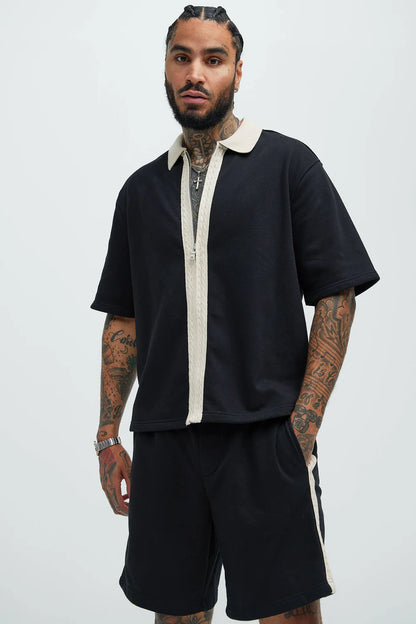 Zip UP Shirt with White Detail