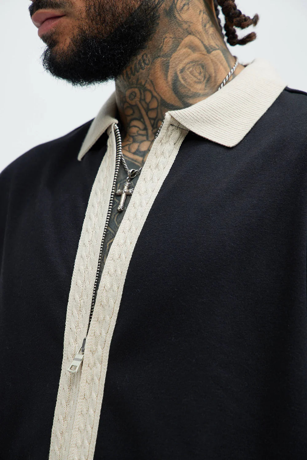 Zip UP Shirt with White Detail
