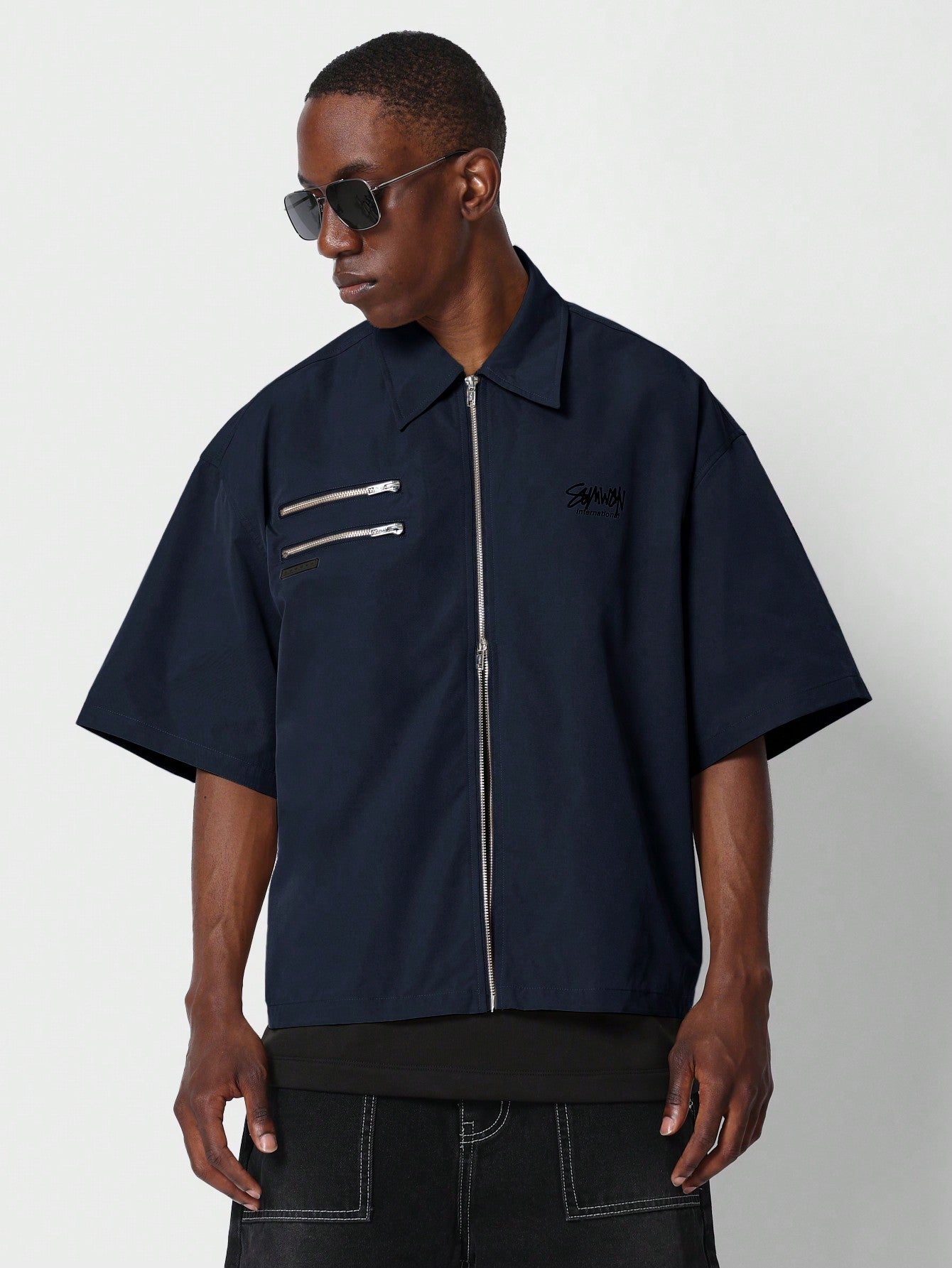 Number graphic zipper Shirt