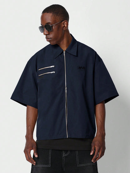 Number graphic zipper Shirt