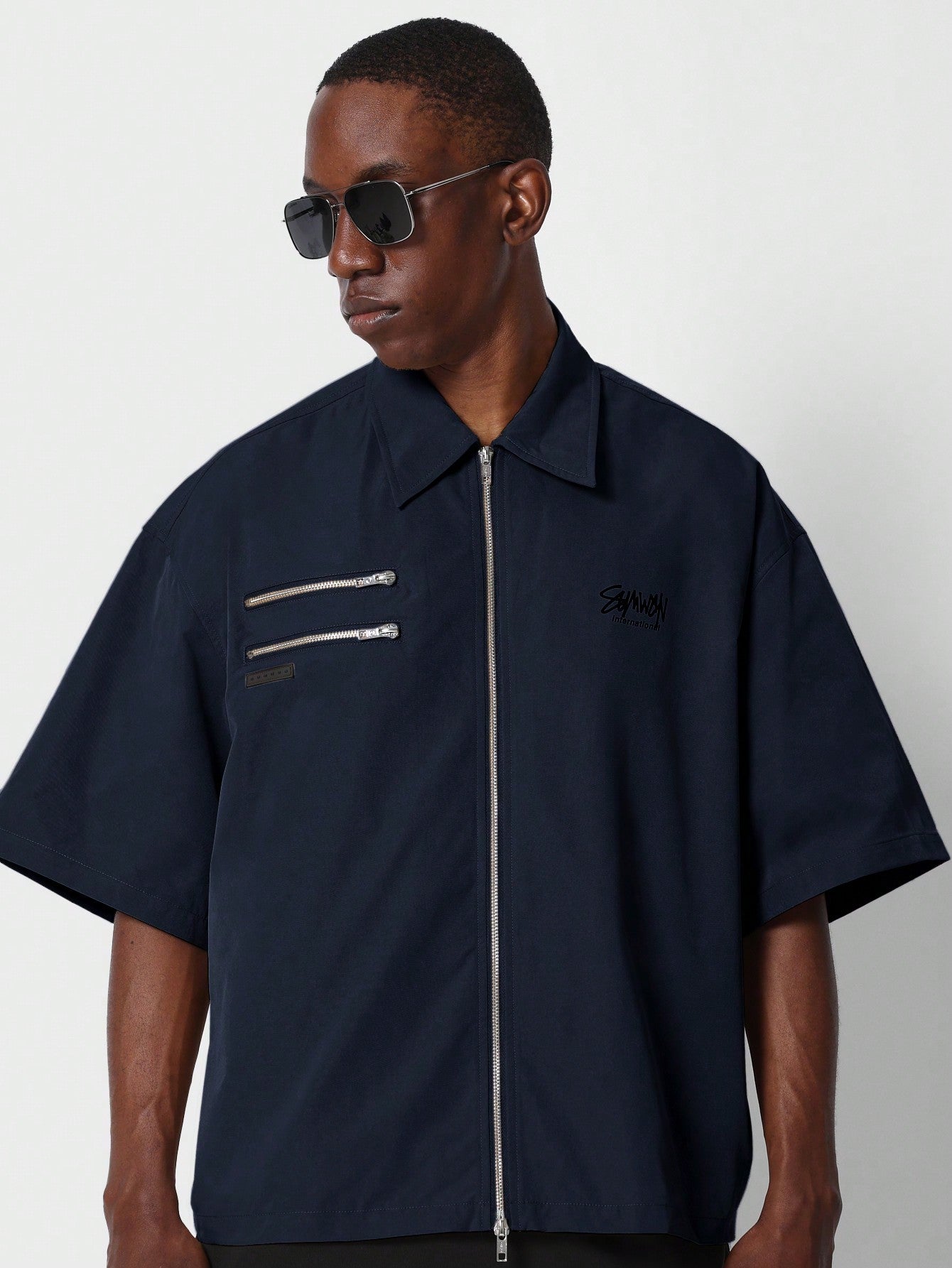 Number graphic zipper Shirt