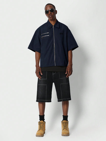 Number graphic zipper Shirt
