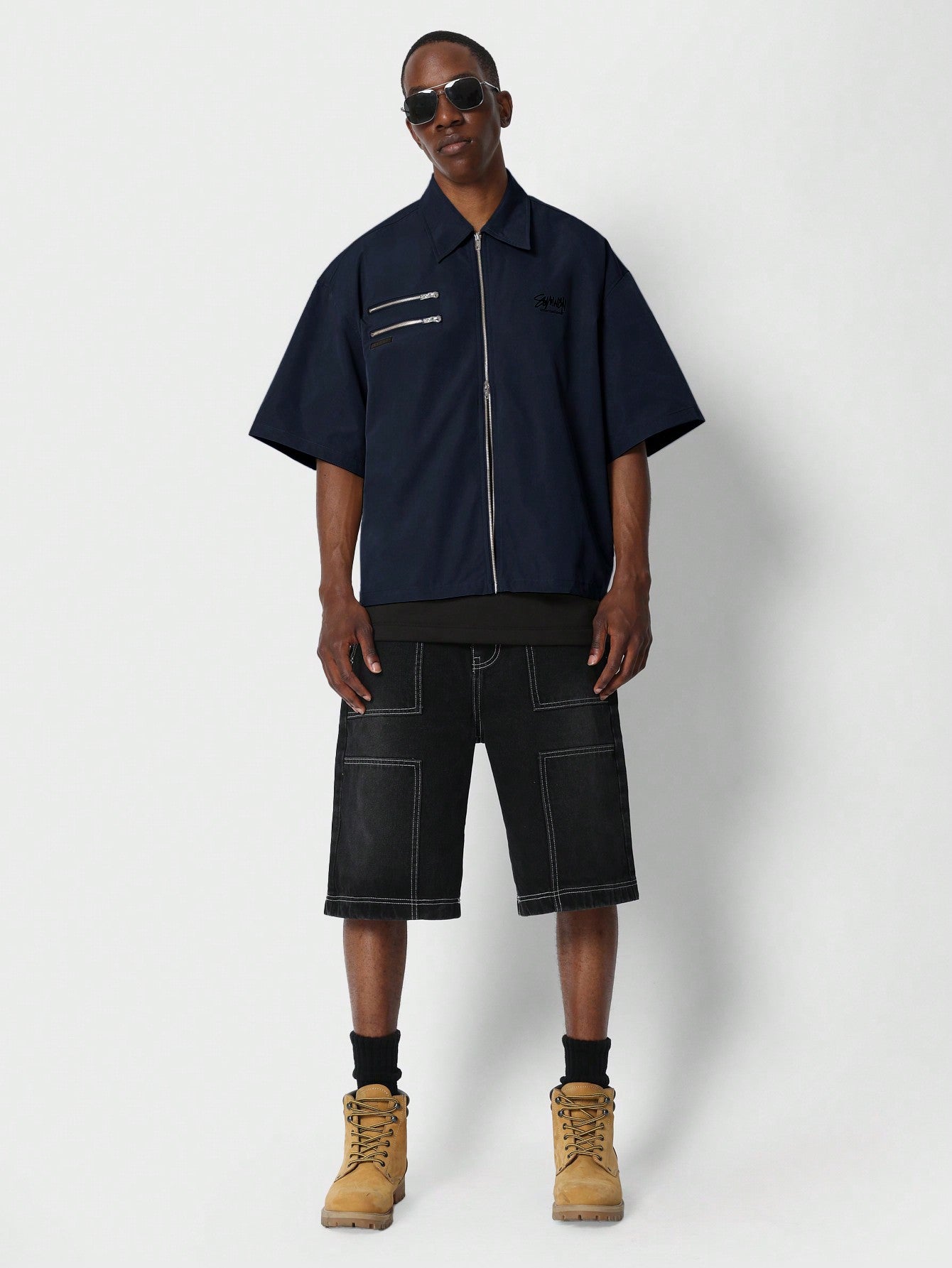 Number graphic zipper Shirt
