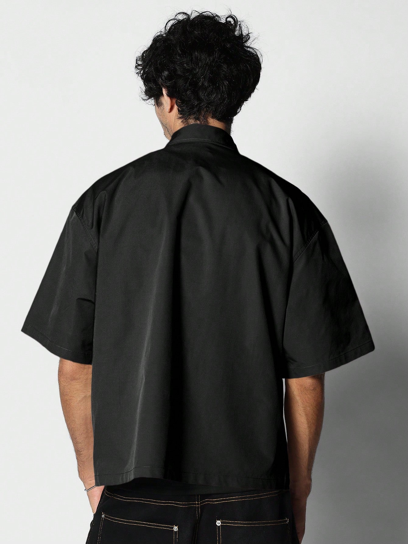 Boxy Fit Zip through Graphic Shirt
