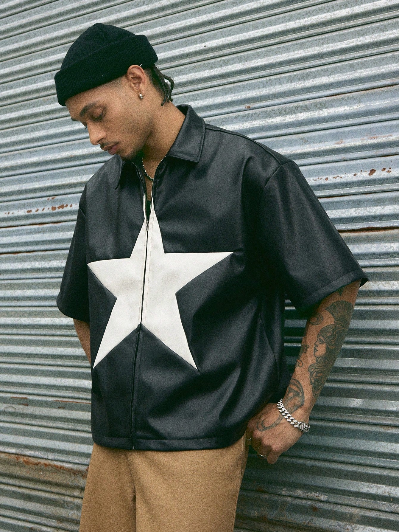 Pentagram front zipper Shirt