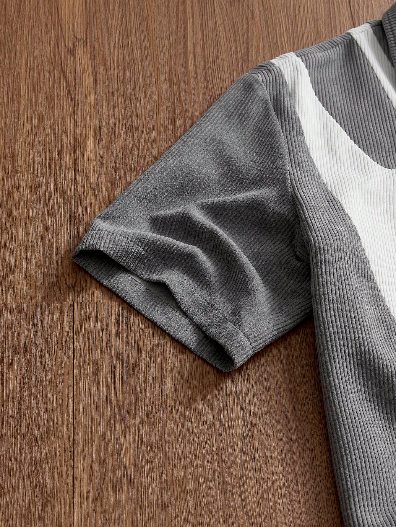 Grey Patchwork Zip Up Shirt