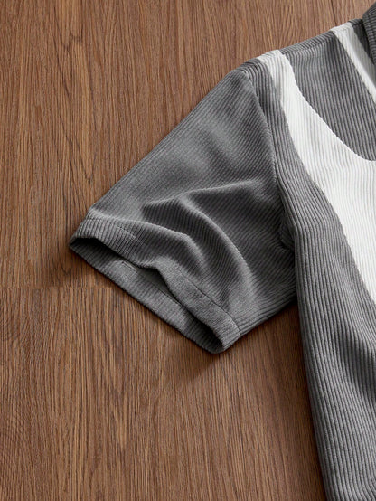 Grey Patchwork Zip Up Shirt
