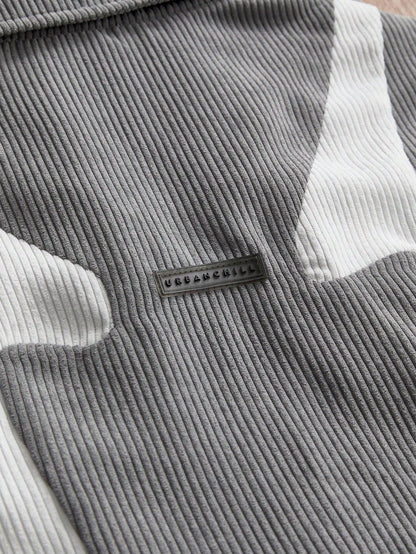 Grey Patchwork Zip Up Shirt