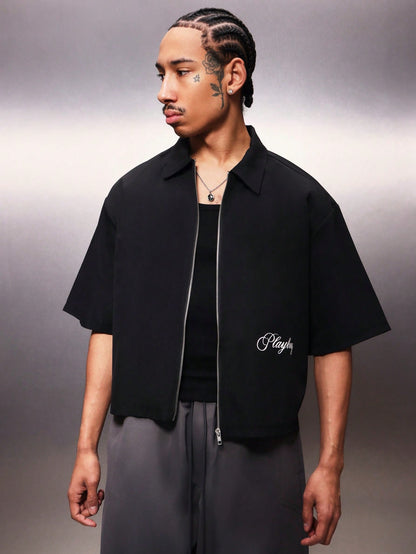 Zip through shirt with detail print