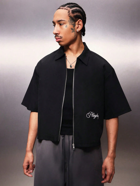Zip through shirt with detail print