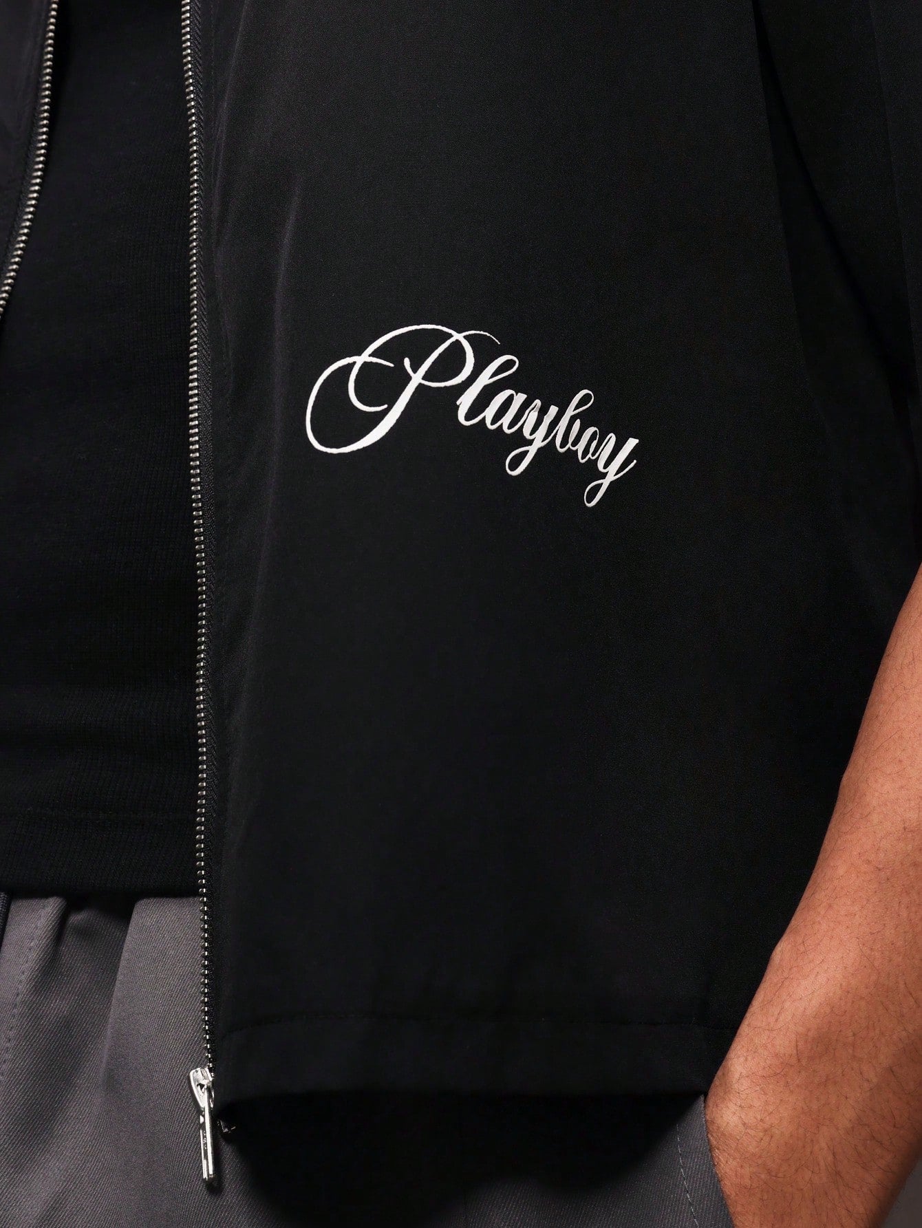 Zip through shirt with detail print
