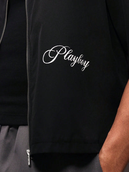 Zip through shirt with detail print