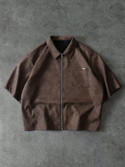 Boxy Fit Zip up Shirt