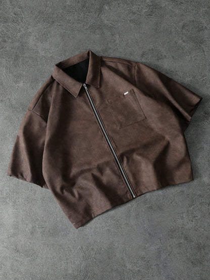 Boxy Fit Zip up Shirt