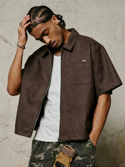 Boxy Fit Zip up Shirt