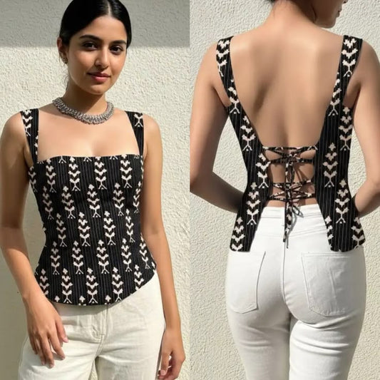 Criss cross back short kurti
