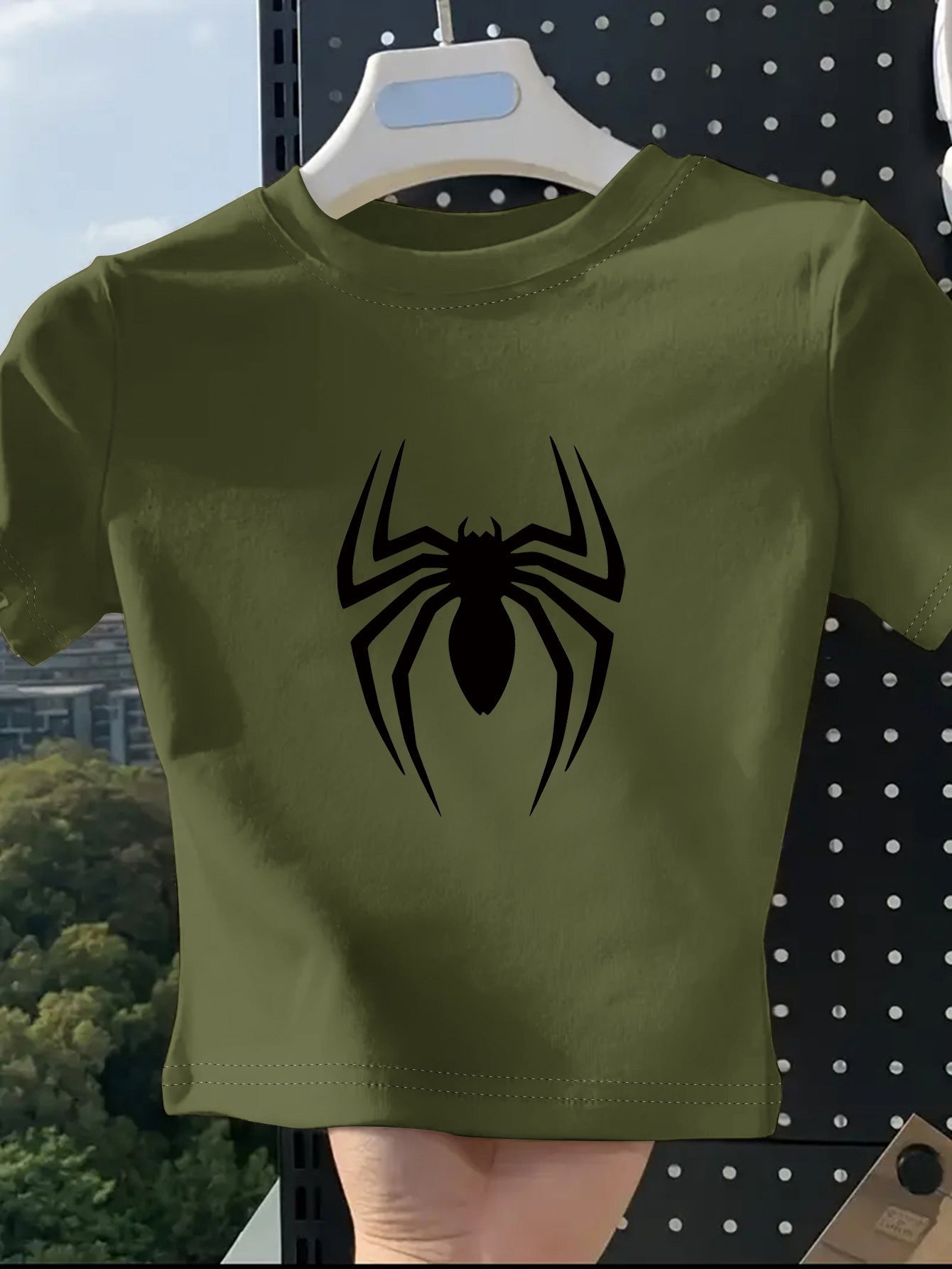 Women's Fashion Printed T-Shirt with Spider Pattern Design, Soft and Breathable