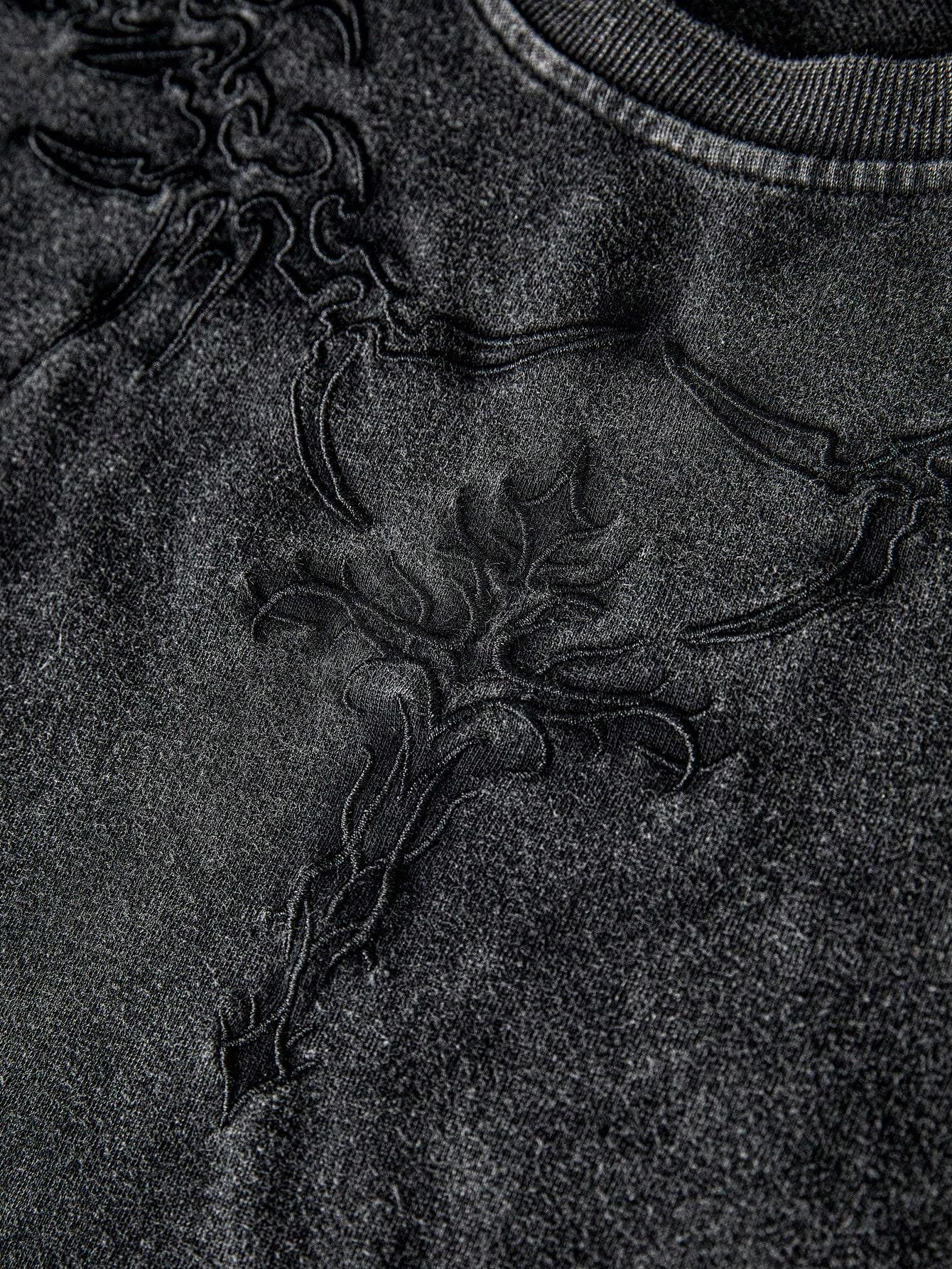 Men'S Street Dark Street Embroidery Dark Cross Distressed