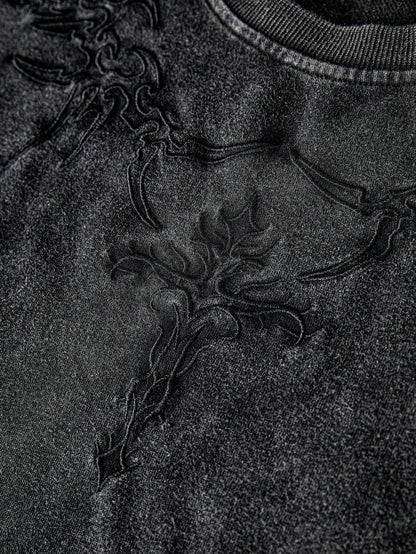 Men'S Street Dark Street Embroidery Dark Cross Distressed