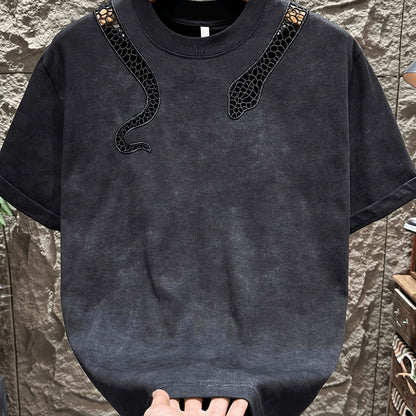 Premium Aesthetic American Trendy Brand Hollow Mesh Distressed Round Neck Short Sleeve T-Shirt