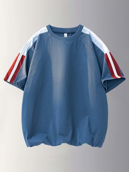 Men's & Unisex American Retro Color-Block Striped T-Shirt