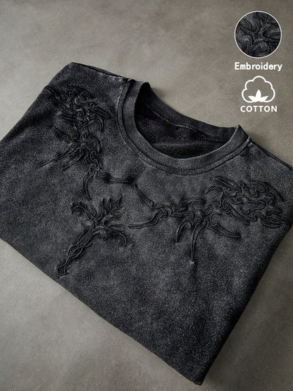 Men'S Street Dark Street Embroidery Dark Cross Distressed