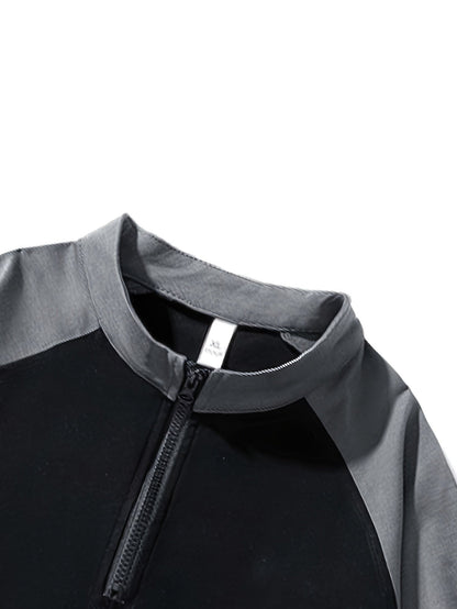 Summer Men'S Half-Zipper T-Shirt Casual Easy Round Neck Contrast Short Sleeve Men'S Style