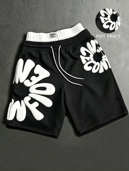 Men's Casual Shorts, Featuring Trendy Foam Print Design. Vintage-inspired Casual Style