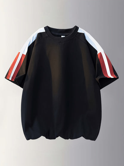 Men's & Unisex American Retro Color-Block Striped T-Shirt