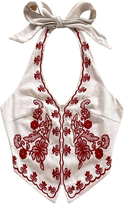 White halter neck swing top