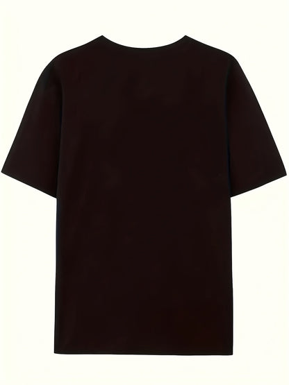 Round Neck Short-Sleeved T-Shirt, Light Luxury Star Embellishment