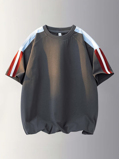 Men's & Unisex American Retro Color-Block Striped T-Shirt