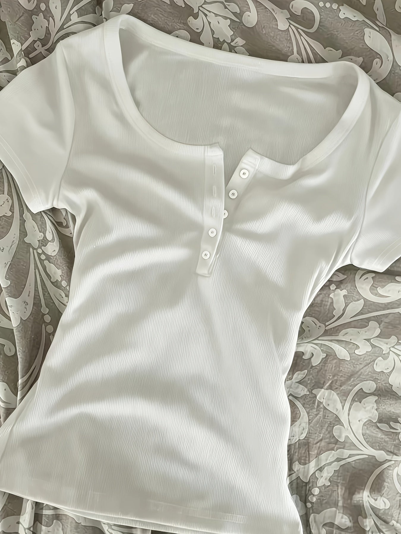 Decorative Neckline Slim Fit T-Shirt Top