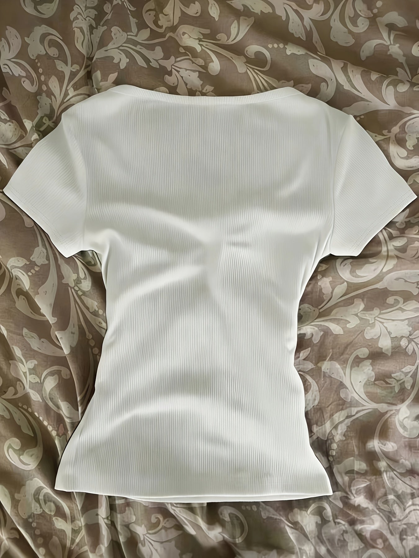 Decorative Neckline Slim Fit T-Shirt Top