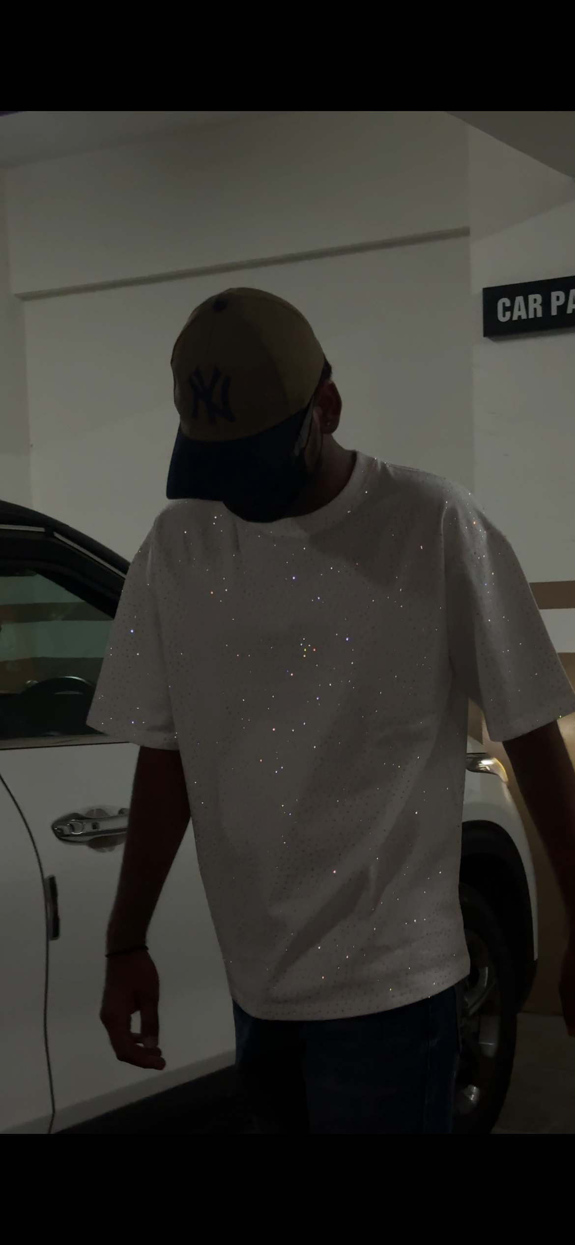 Stellar Spark – Premium Rhinestone Oversized White Unisex T-Shirt