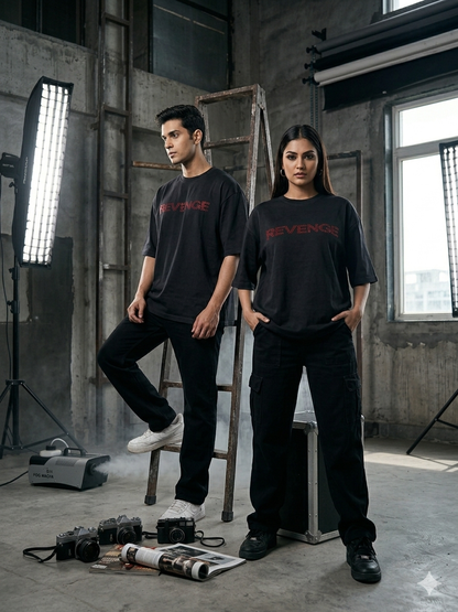 REVENGE - Rhinestone Oversized Unisex T-Shirt
