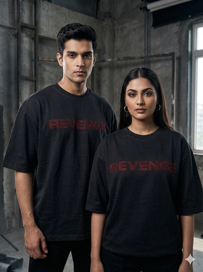 REVENGE - Rhinestone Oversized Unisex T-Shirt