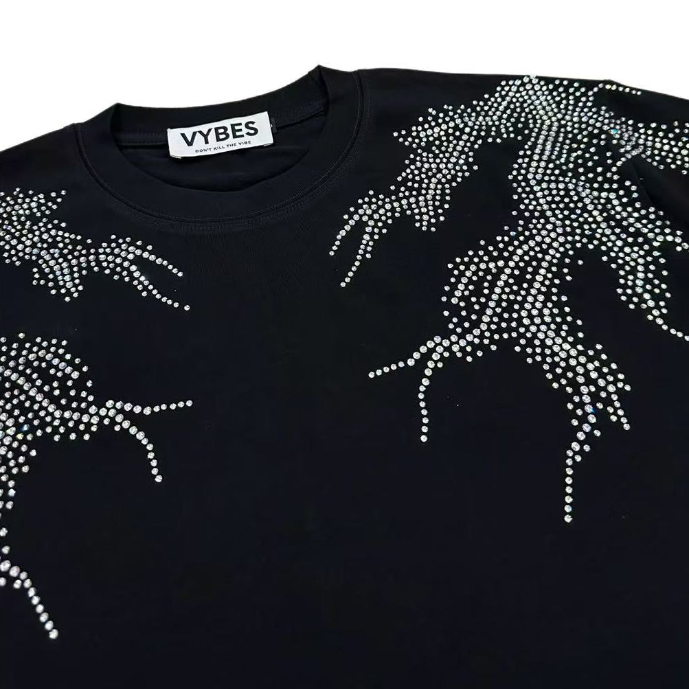 VYBES Rhinestone Lightning Tee