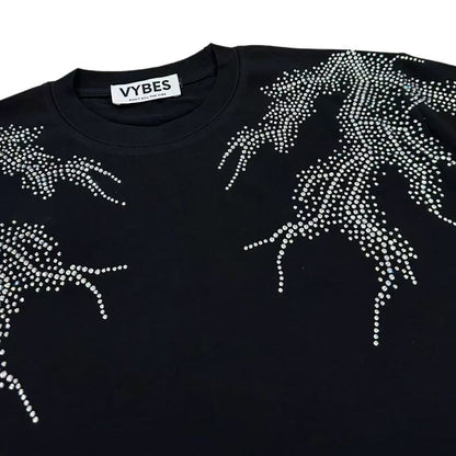 VYBES Rhinestone Lightning Tee