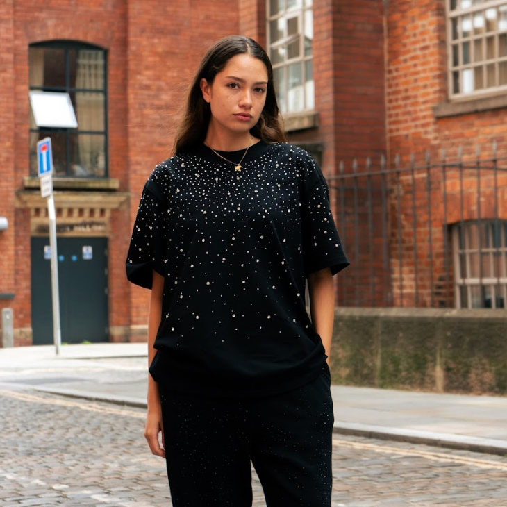 VYBES Luxe Rhinestone Tee
