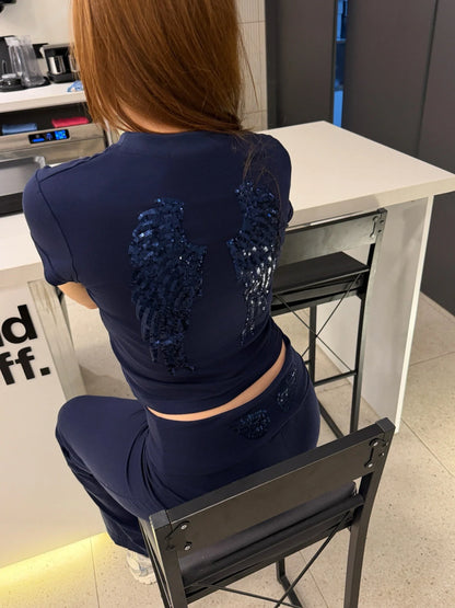 Angel crop T-shirt (Navy)