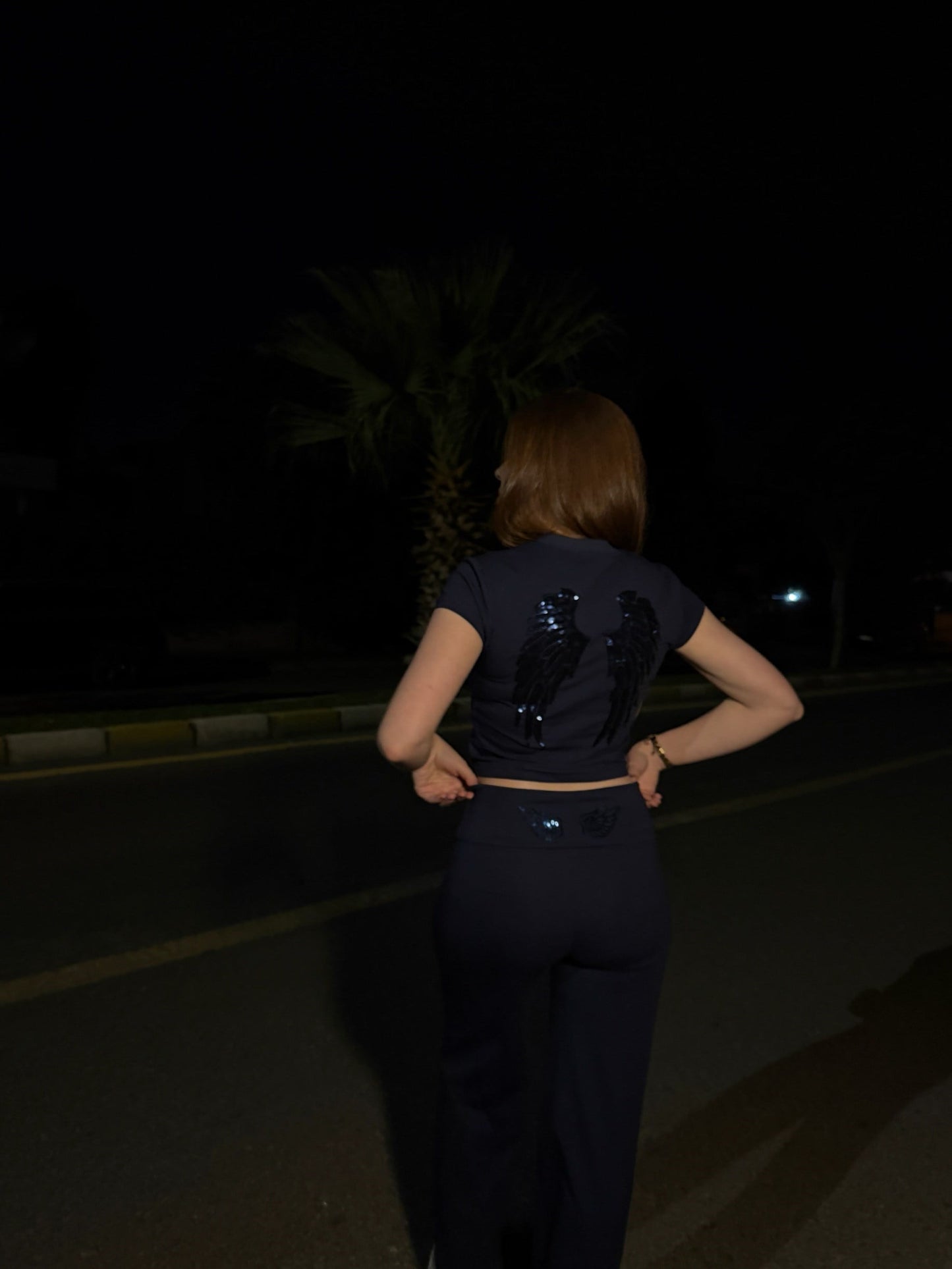 Angel crop T-shirt (Navy)