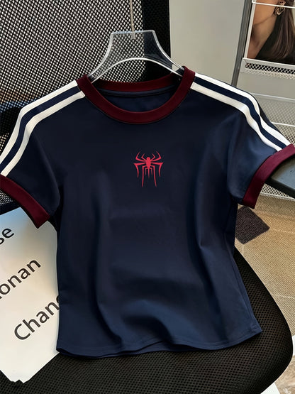 Creative Spider Pattern Print Design Tee