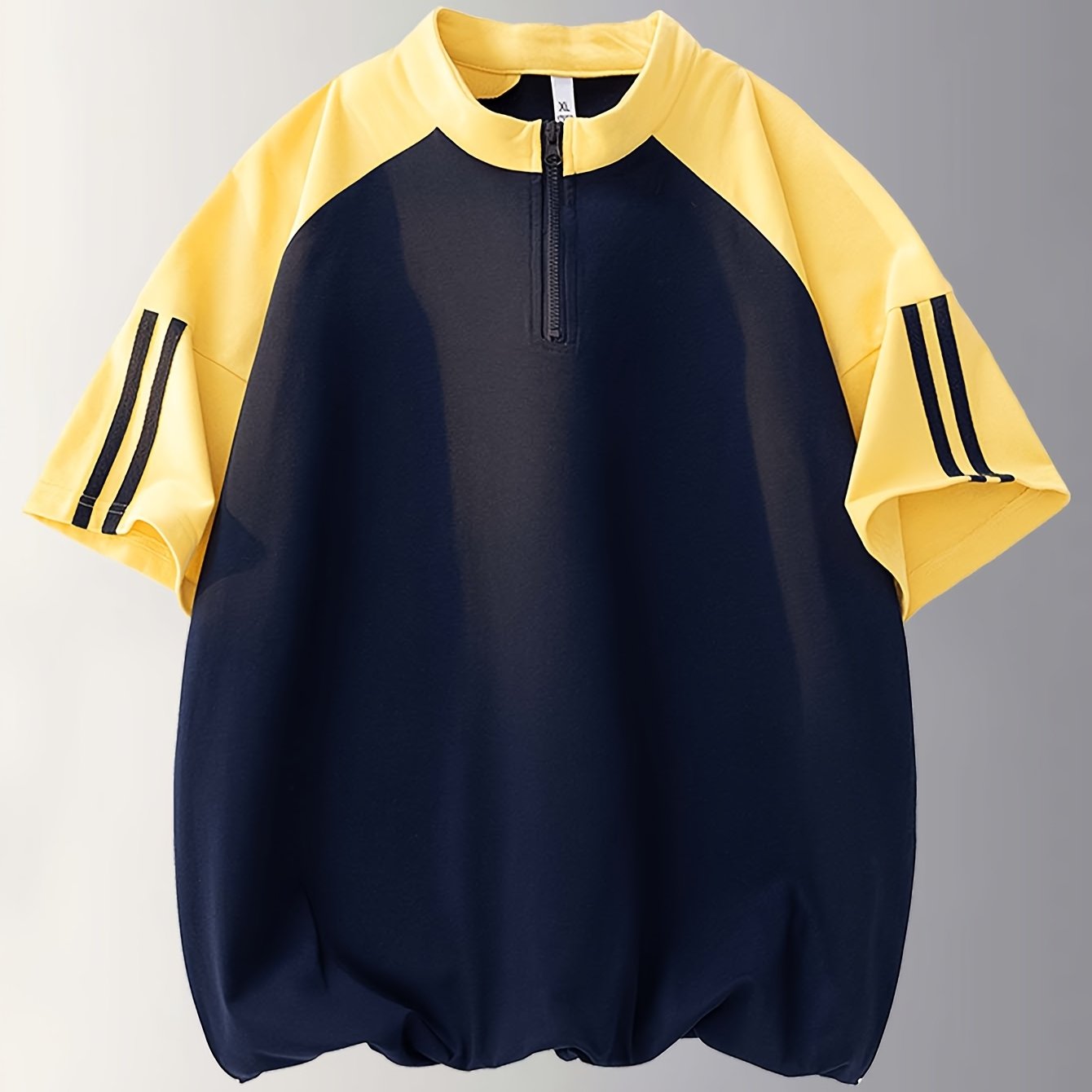 Summer Men'S Half-Zipper T-Shirt Casual Easy Round Neck Contrast Short Sleeve Men'S Style