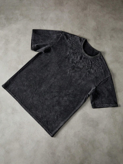 Men'S Street Dark Street Embroidery Dark Cross Distressed