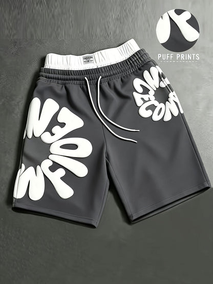 Men's Casual Shorts, Featuring Trendy Foam Print Design. Vintage-inspired Casual Style