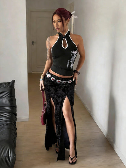 Unique Vintage Style Chinese-Inspired Slim-Fit Waist-Defining Sleeveless Vest